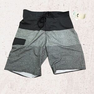 Gray and Black Athletic Shorts with Gradient Design